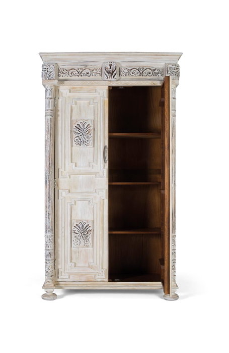 GINER Y COLOMER Armoire de deux portes en bois de manguier blanc vieilli